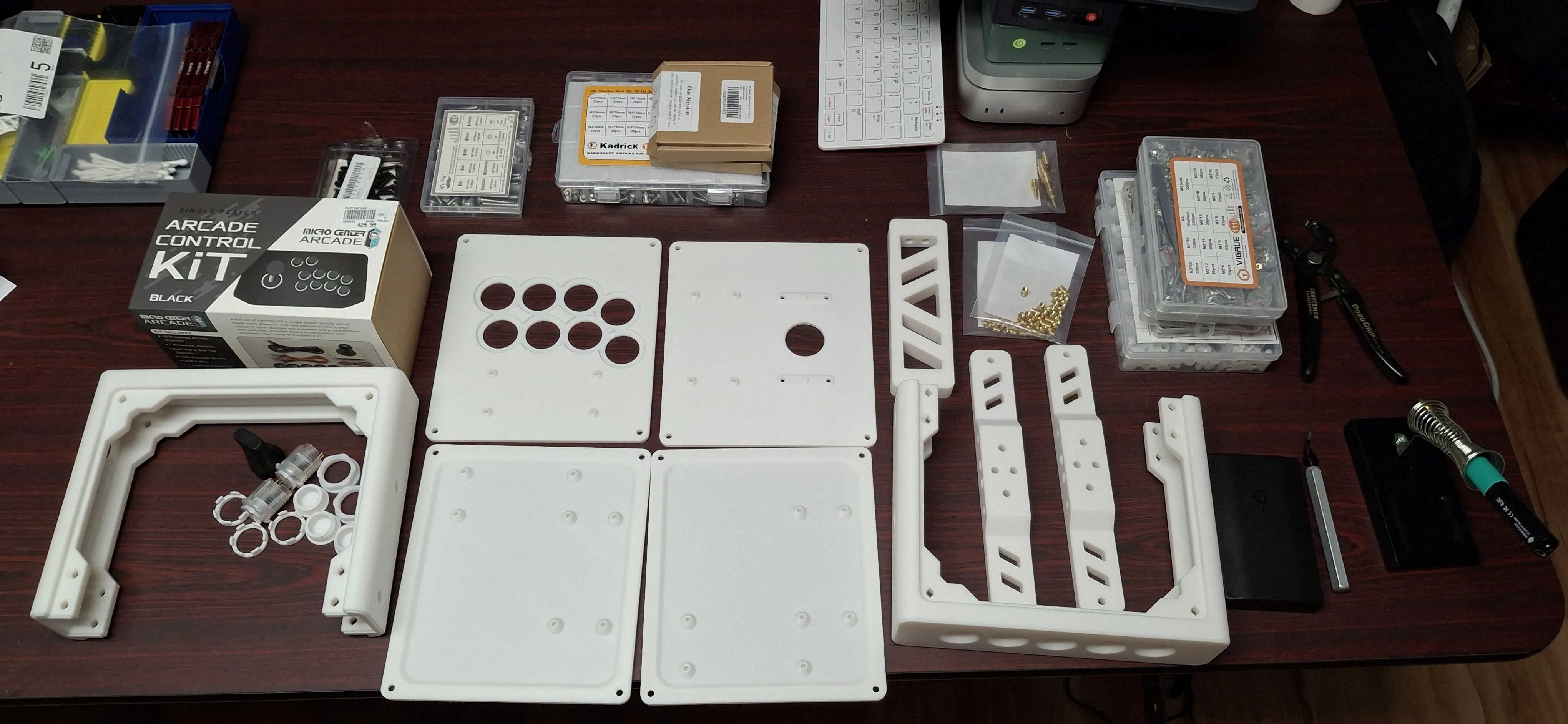 all of the components for the build laid out on a table